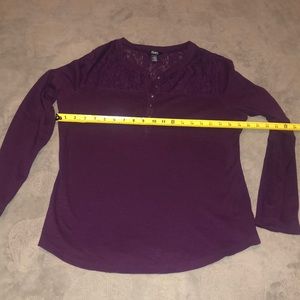 Chaps long sleeve purple and lace Henley XL